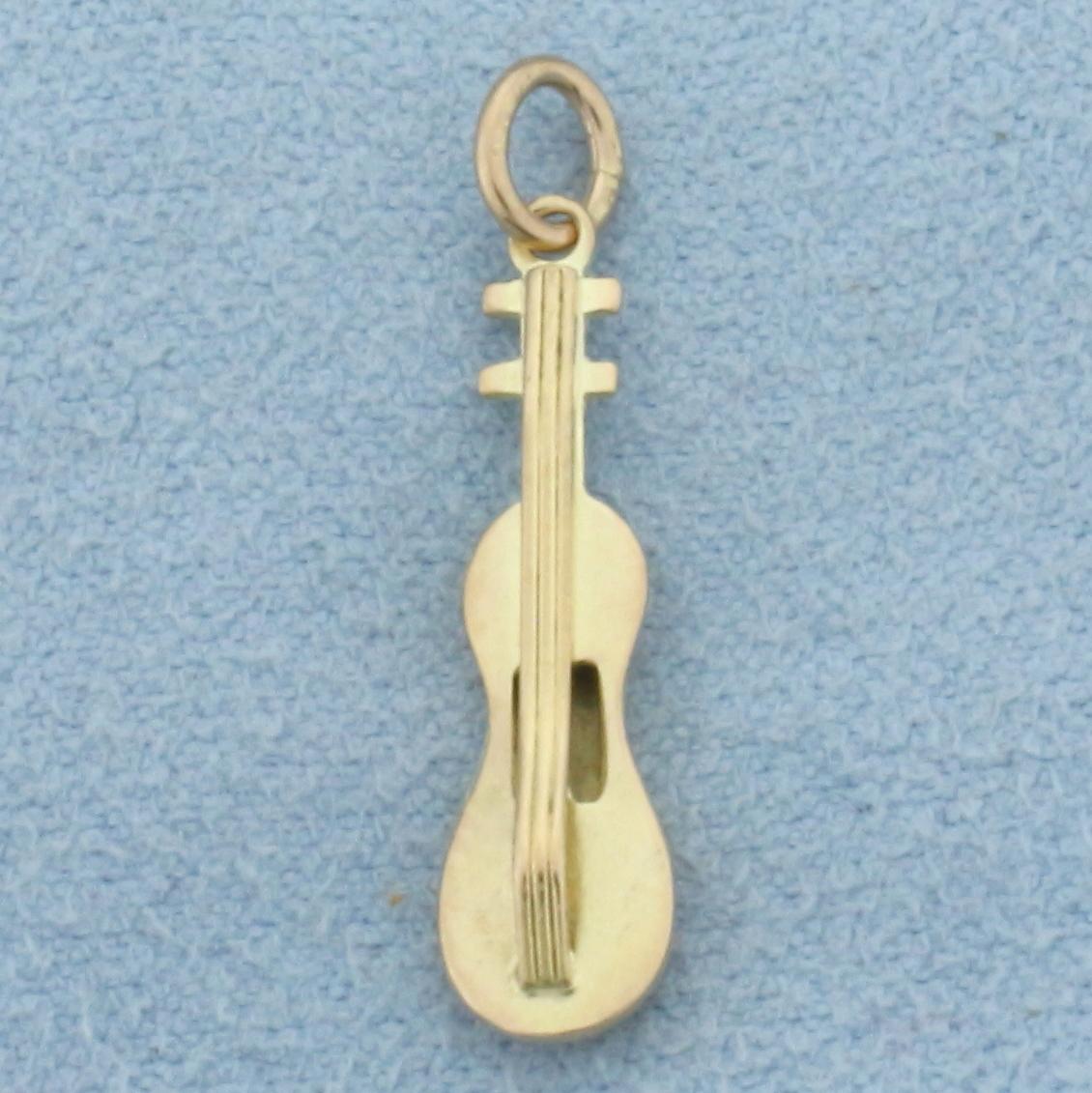 Violin Charm In 10k Yellow Gold