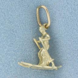 Snow Skiing Pendant Or Charm In 14k Yellow Gold