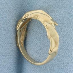 Designer Kabana Large 5 Dolphin Ring In 14k Yellow Gold