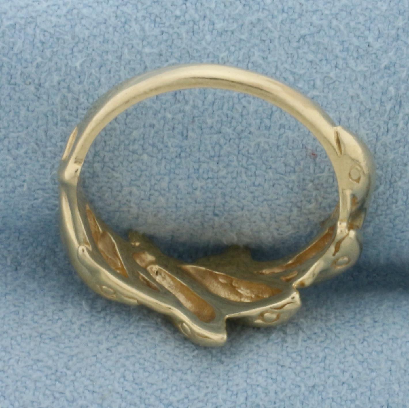 Designer Kabana Large 5 Dolphin Ring In 14k Yellow Gold