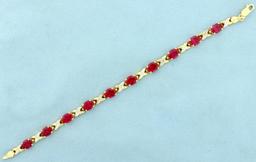 Ruby And Diamond Tennis Bracelet In 10k Yellow Gold