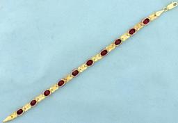 Ruby And Diamond Tennis Bracelet In 10k Yellow Gold