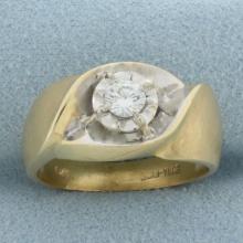 Diamond Solitaire Engagement Ring In 14k Yellow Gold With Matte Finish