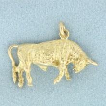 Bull Charm Or Pendant In 10k Yellow Gold