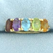 Rainbow Gemstone Ring In 14k Yellow Gold
