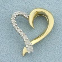Diamond Heart Pendant Or Slide In 10k Yellow Gold