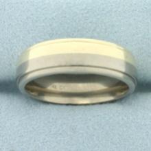 Comfort Fit Titanium And 14k Gold Mens Wedding Band Ring