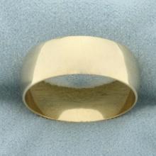 Mens Half Dome Wide Wedding Band Ring In 14k Yellow Gold