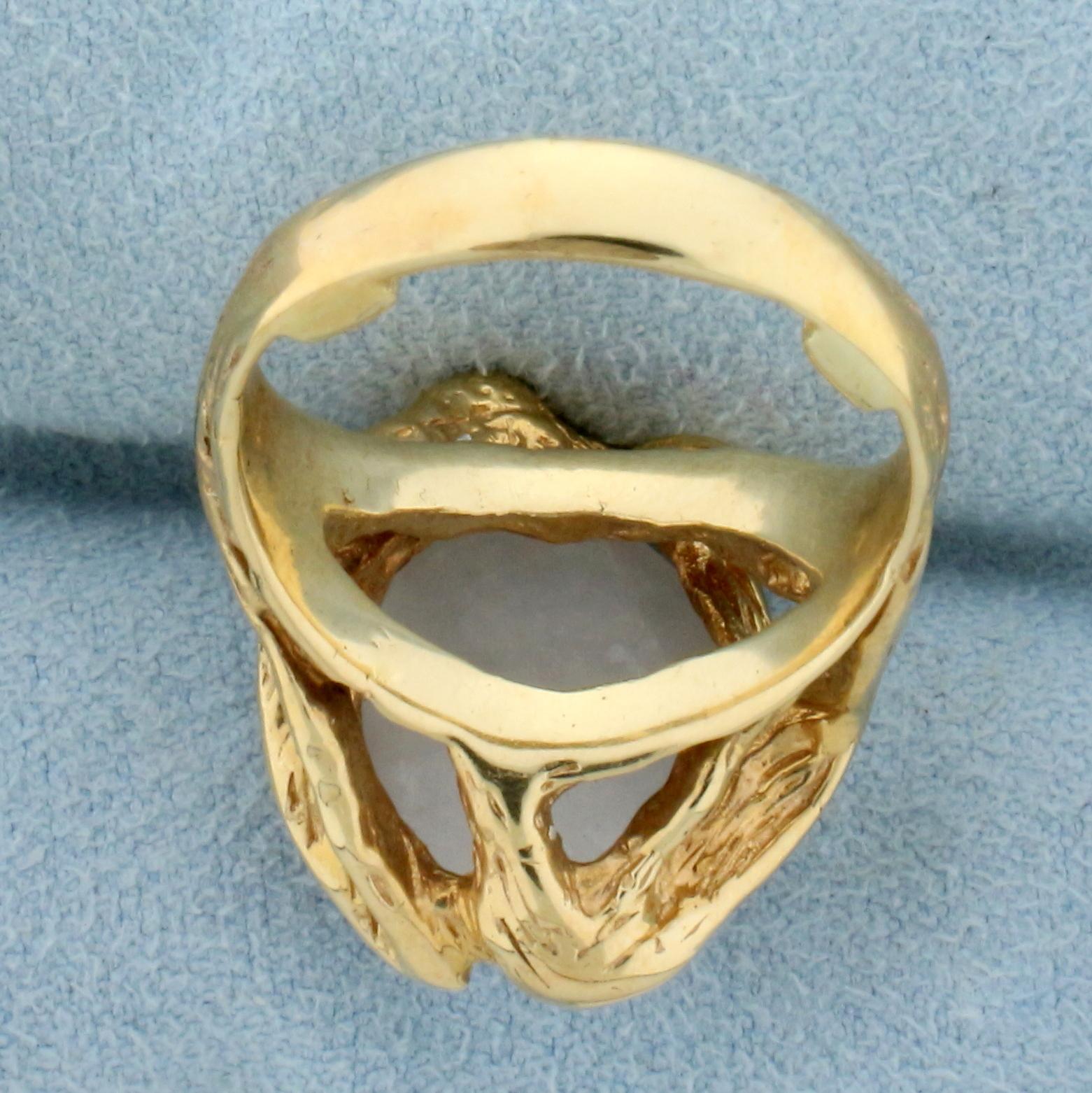 White Jade Solitaire Serenity Ring In 14k Yellow Gold