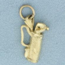 Golf Club Bag Charm Or Pendant In 14k Yellow Gold