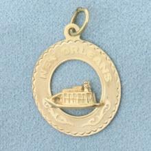 New Orleans Steamboat Charm Or Pendant In 14k Yellow Gold