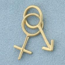 Male Female Lover Pendant Or Charm In 14k Yellow Gold