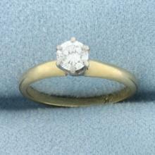 Almost 1/2ct Solitaire Diamond Engagement Ring In 14k Yellow Gold