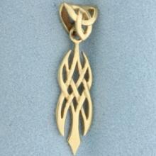 Celtic Flame Pendant Or Charm In 14k Yellow Gold