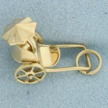 Rickshaw Carriage Charm Or Pendant In 14k Yellow Gold