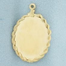 Engravable Oval Pendant Or Charm In 14k Yellow Gold