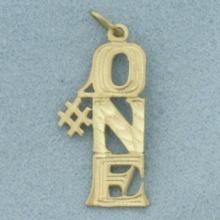 Number One Charm Or Pendant In 14k Yellow Gold