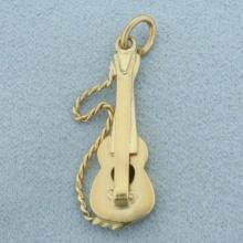 Guitar Charm Or Pendant In 14k Yellow Gold