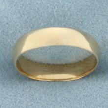 Womans High Polish Half Dome Wedding Band Ring In 18k Yellow Gold