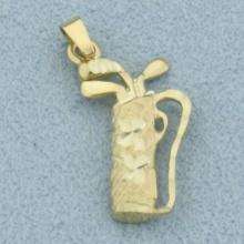 Golf Clubs Charm Or Pendant In 14k Yellow Gold
