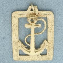 Ships Anchor Nautical Pendant Or Charm In 14k Yellow Gold