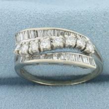 Diamond Wave Design Ring In 14k White Gold