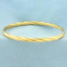 Hinged Twisting Design Bangle Bracelet In 14k Yellow Gold