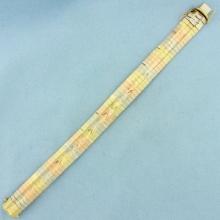 Tri Color Diamond Cut Omega Bracelet In 14k Yellow, Rose, And White Gold