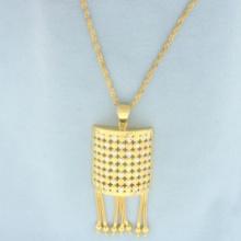 Diamond Cut Two Tone Dangle Necklace In 21k Yellow And White Gold