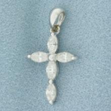 Diamond Cross Pendant In 18k White Gold