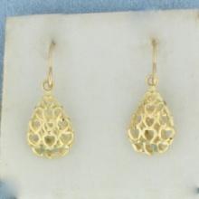 Filigree Teardrop Dangle Earrings In 10k Yellow Gold