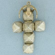 Vintage Masonic Orb Cross Charm Or Pendant In 9k Yellow Gold And Sterling Silver