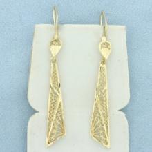 Cut Out Filigree Dangle Earrings In 14k Yellow Gold