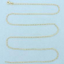 Italian 24 Inch Elongated Cable Link Chain Necklace In 18k Yellow Gold