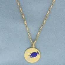 Aquarius Zodiac Water Bearer Necklace In 18k Yellow Gold