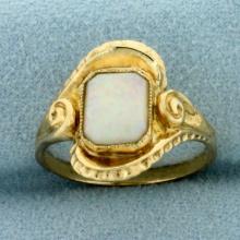 Vintage Opal Solitaire Ring In 10k Yellow Gold