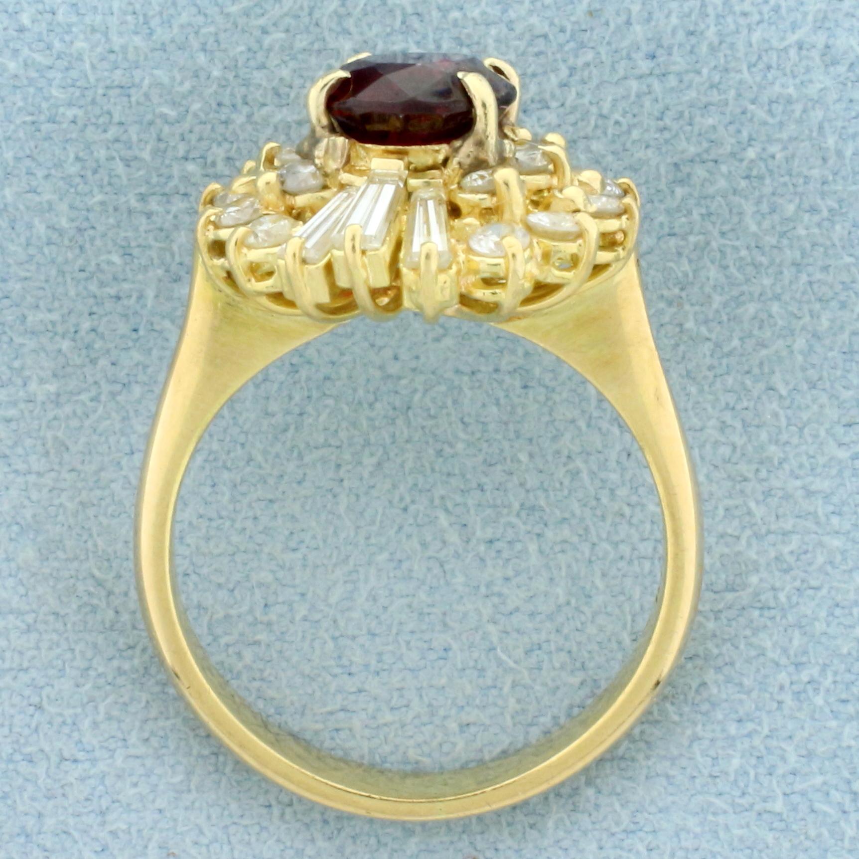 Vintage Natural Ruby And Diamond Ring In 18k Yellow Gold