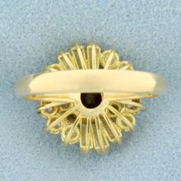 Vintage Natural Ruby And Diamond Ring In 18k Yellow Gold