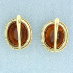 10ct Tw Aaa Citrine Earrings In 18k Yellow Gold
