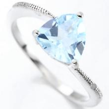 Blue Topaz And Diamond Ring In Sterling Silver