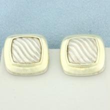 David Yurman Albion Cable Square Earrings In Sterling Silver And 18k Yellow Gold