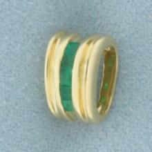 Emerald Slide Or Pendant In 14k Yellow Gold