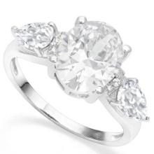 3-stone White Topaz With Diamond Accent Ring In Sterling Silver