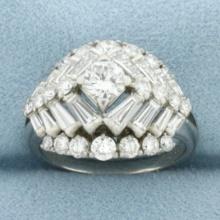 4ct Baguette And Round Diamond Cocktail Ring In Platinum