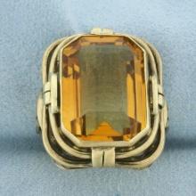 Vintage Wirework Citrine Statement Ring In 14k Yellow Gold