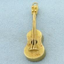 Acoustic Guitar Pendant In 18k Yellow Gold