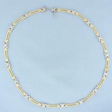 Cable Diamond Necklace In 14k Yellow And White Gold