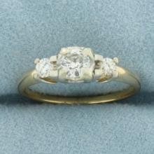 3 Stone Diamond Engagement Ring In 14k Yellow Gold