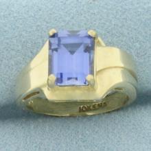 Sapphire Solitaire Ring In 10k Yellow Gold