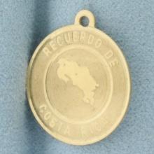 Costa Rica Medallion Charm In 14k Yellow Gold